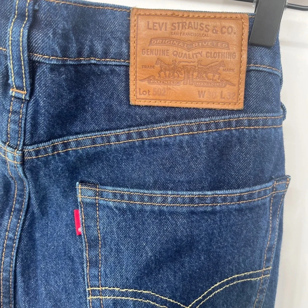 Levi 502 Taper Jeans Mens 30x32 Blue Denim Regular Fit Stretch Casual